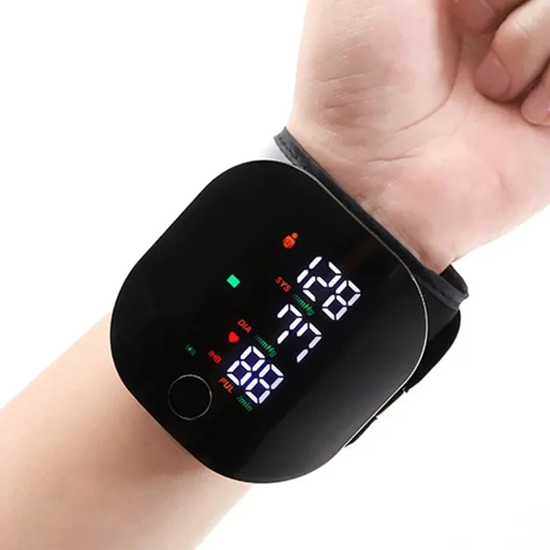 Rechargeable Digital Wrist Blood Pressure Monitor Sphygmomanometer Tonometer Tensiometer Blood Pressure Heart Rate Monitor