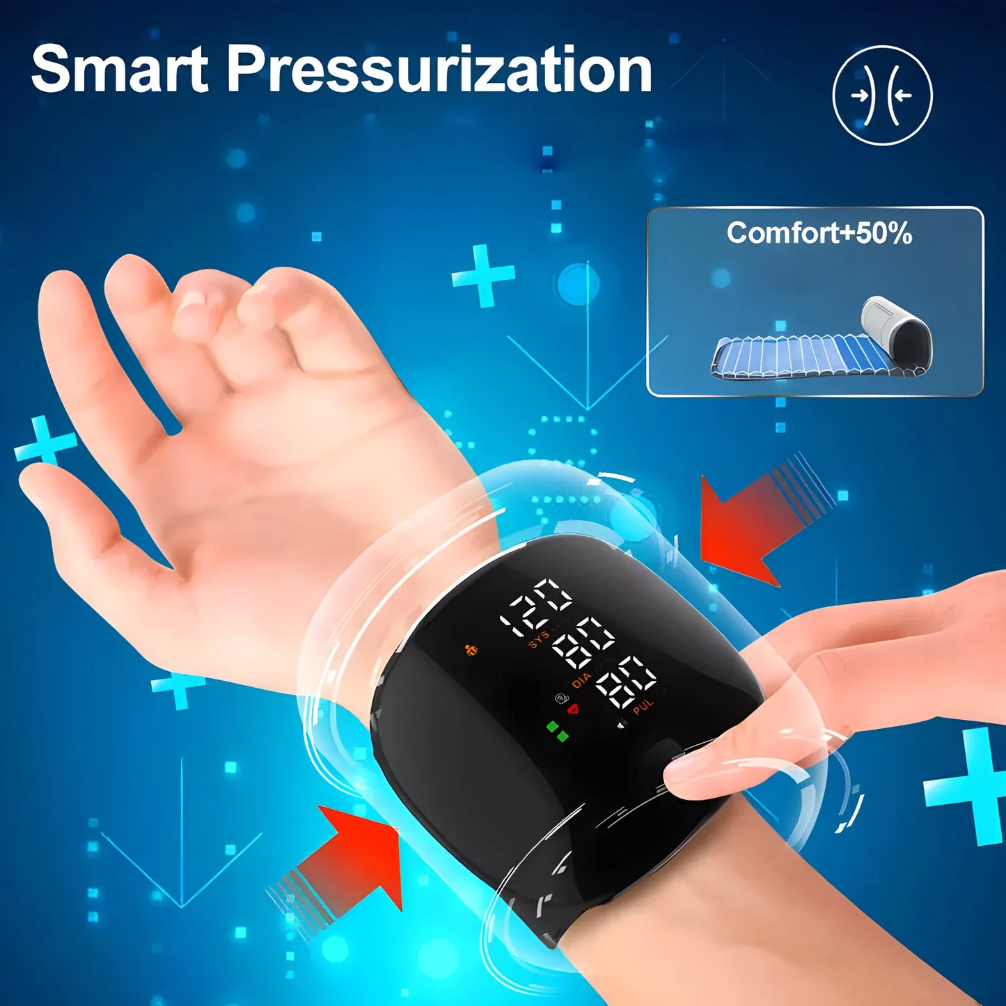 Rechargeable Wrist Blood Pressure Monitor Medical Russian / English Voice Digitlal Tensiometro Health Sphygmomanometer Tonometer