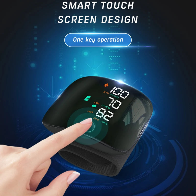 Rechargeable Digital Wrist Blood Pressure Monitor Sphygmomanometer Tonometer Tensiometer Blood Pressure Heart Rate Monitor