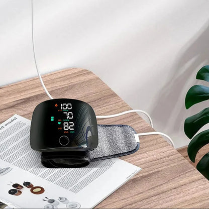 Rechargeable Digital Wrist Blood Pressure Monitor Sphygmomanometer Tonometer Tensiometer Blood Pressure Heart Rate Monitor