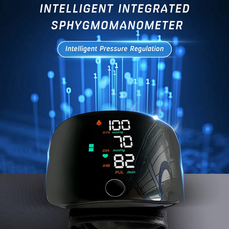 Rechargeable Digital Wrist Blood Pressure Monitor Sphygmomanometer Tonometer Tensiometer Blood Pressure Heart Rate Monitor
